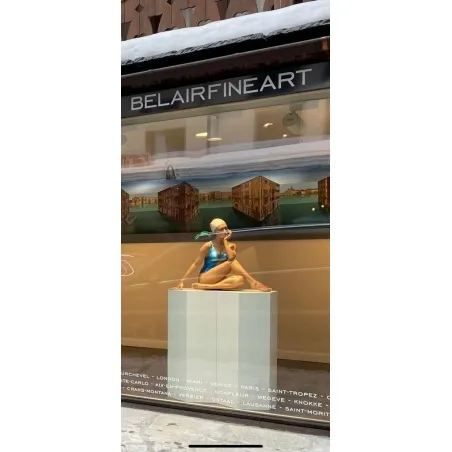 Hexagone socle, blanc, 30 x 100 cm