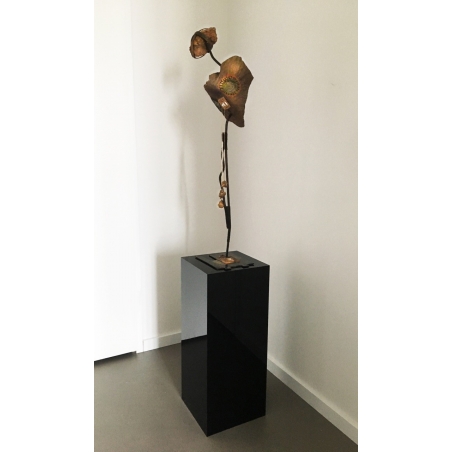 Socle MDF noir brillant / | Colonne noir décorative | Pilier noir