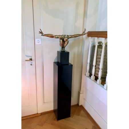 Socle MDF noir brillant / | Colonne noir décorative | Pilier noir