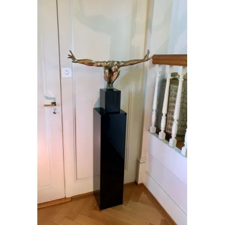 Socle MDF noir brillant / | Colonne noir décorative | Pilier noir