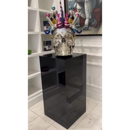 Socle MDF noir brillant / | Colonne noir décorative | Pilier noir