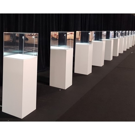 Socle blanc, 50 x 50 x 100 (lxLxh) avec cloche 50 x 50 x 50 cm et 2x LED